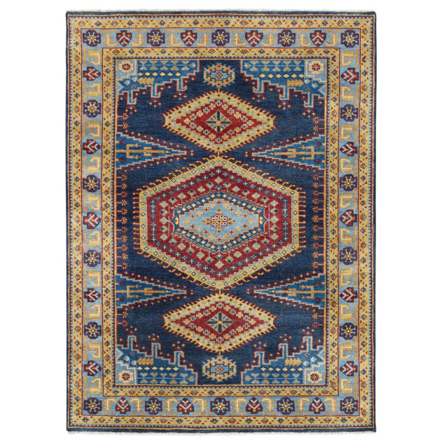 5' x 7',Soft Wool Hand Knotted Persian Denim Blue Oriental Rug