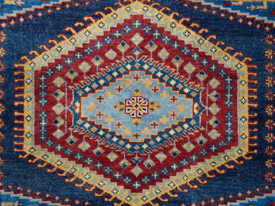 5' x 7',Soft Wool Hand Knotted Persian Denim Blue Oriental Rug - Image 6