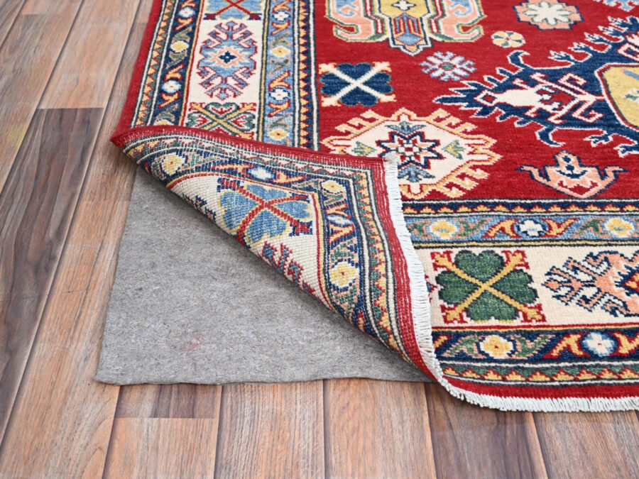 5'2" x 7'2",Cayenne Red, Hand-Knotted Denser Weave, Natural Wool, Oriental Rug - Image 7