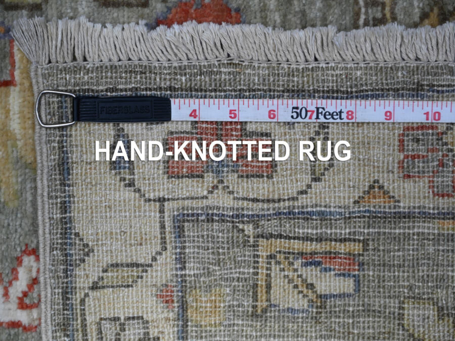 2'7" x 10'3", Hand Knotted, Densely Woven Natural Dyes, Shiny Organic Wool Runner Oriental Rug - Image 7