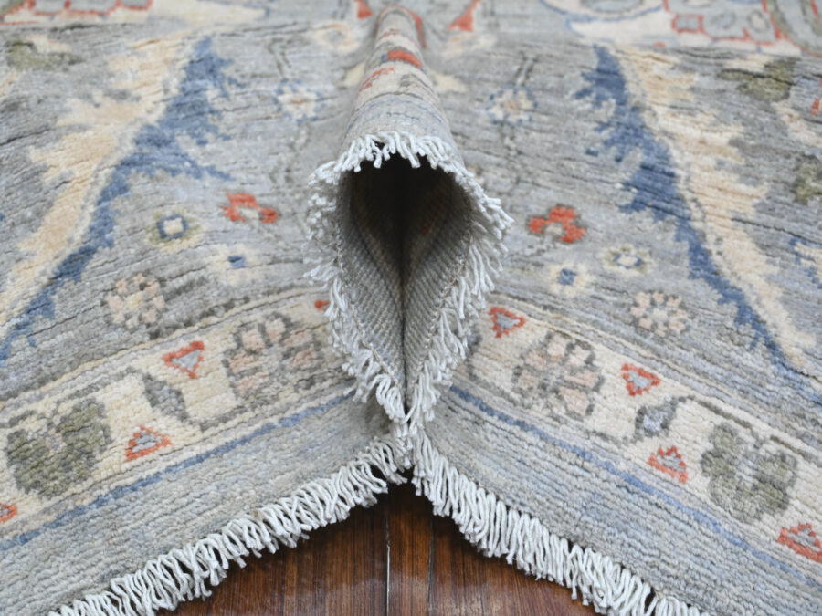 8'2" x 9'10",Smoke Gray, Hand Knotted, Fine Anatolian, Silver Wash Oriental Rug - Image 9