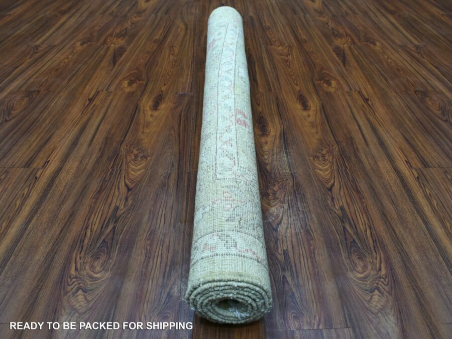 4'10"x6'7",Green Soft Organic Wool,Hand Knotted Cypress Tree Design Oriental Rug - Image 4