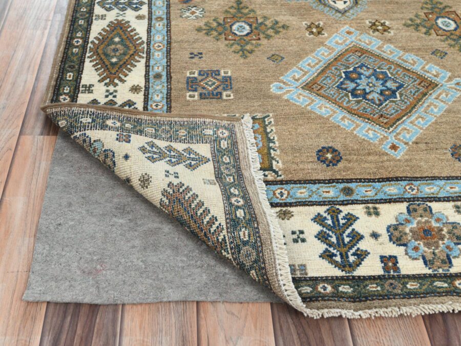 3'9"x5'8" Walnut Brown,Hand Knotted,Organic Wool,Natural Dyes,Oriental Rug - Image 3