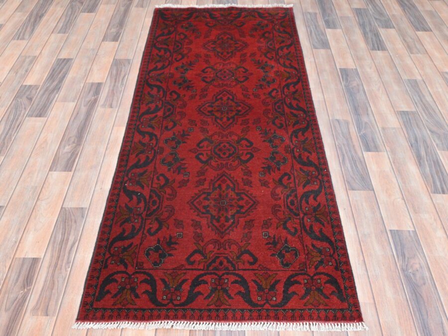 2'8" x 6'5",Geometric Patterns,Organic Soft Wool,Runner Oriental Rug - Image 2