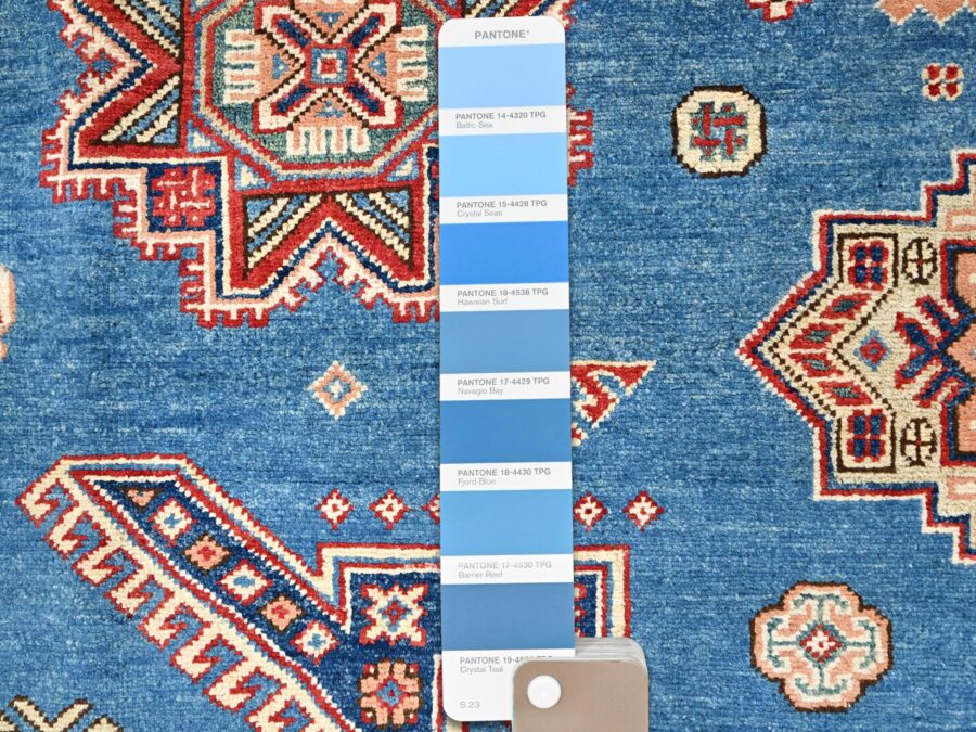 8'x10',Cerulean Blue,Vegetal Dyes,Organic Super Soft Wool,Hand Knotted Oriental Rug - Image 7