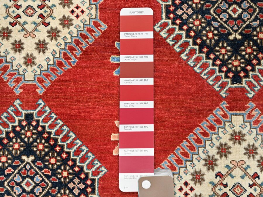 8'2"x9'9" ,Salsa Red with Geometric Patterns,Natural Dyes,Organic wool Oriental Rug - Image 7