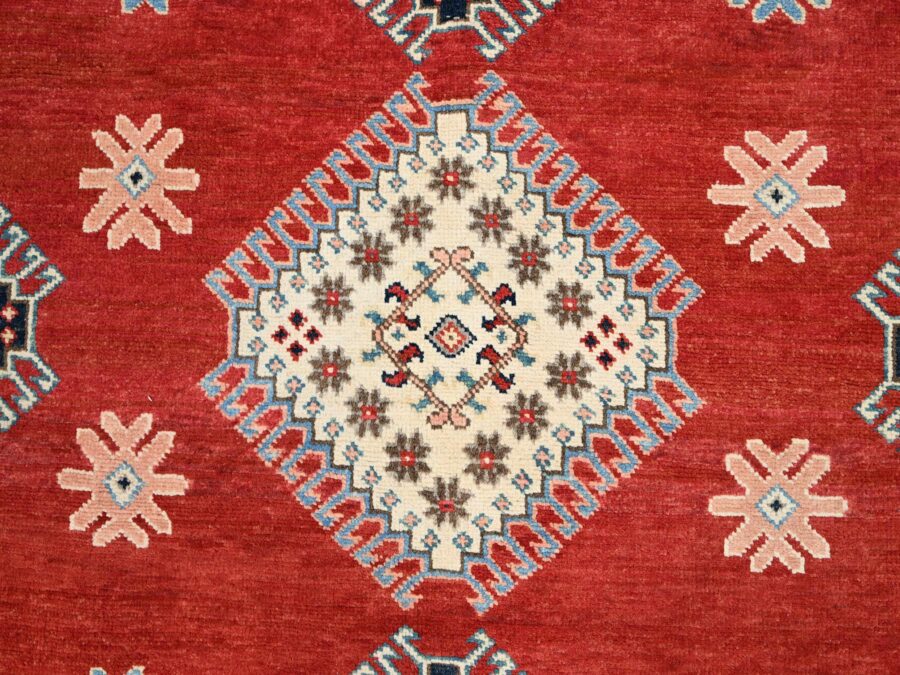 8'2"x9'9" ,Salsa Red with Geometric Patterns,Natural Dyes,Organic wool Oriental Rug - Image 8