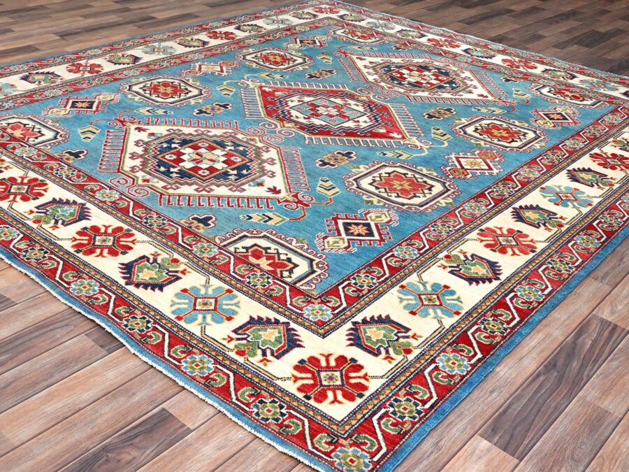 8'x9'8",Vivid Sky Blue,Extra Soft Organic Wool ,Natural Dyes,Hand Knotted Oriental Rug - Image 3