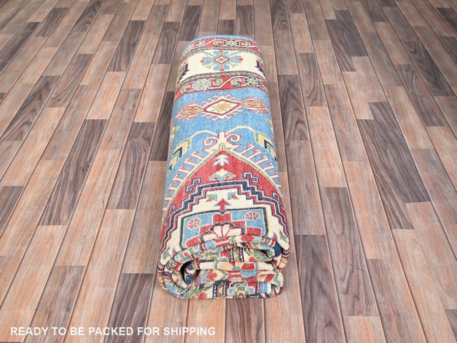 8'x9'8",Vivid Sky Blue,Extra Soft Organic Wool ,Natural Dyes,Hand Knotted Oriental Rug - Image 9