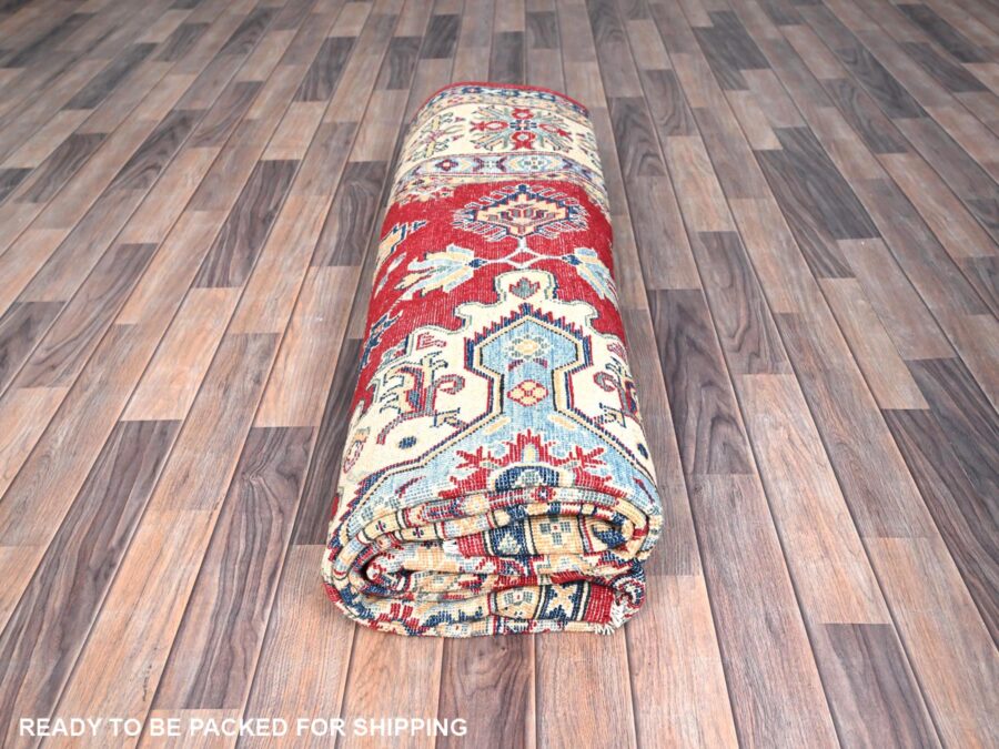 8'2"x10',Goji Berry Red,Velvety And Soft Organic wool,Hand Knotted Oriental Rug - Image 9