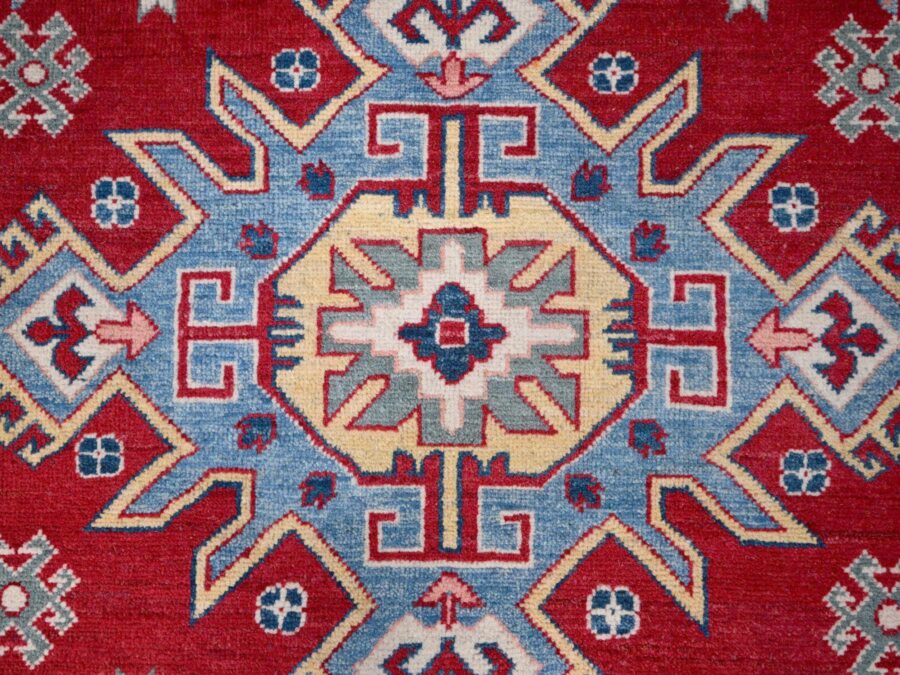 8'x9'10" ,Apple Red,Hand Knotted,Tribal Design,Natural Dyes And Organic Wool,Oriental Rug - Image 8