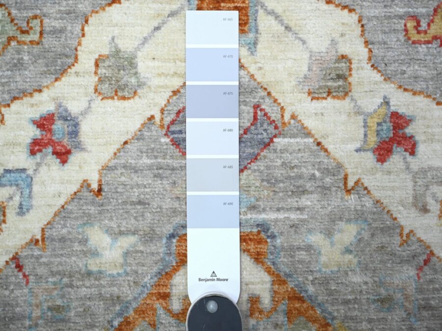 2'6" x 10'5" Hand Knotted, Organic Wool, Vegetal Dye, Leaf Design, Oriental Runner Rug - Image 4