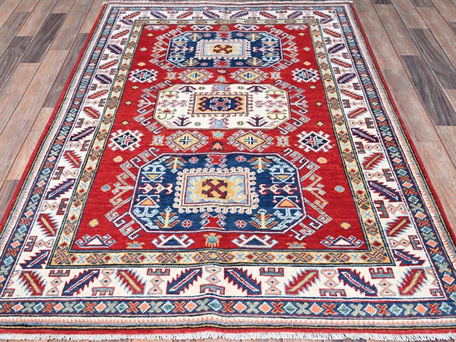 4'1"x5'10" Carnelian Red Smooth And Velvety Wool Hand Knotted Oriental Rug - Image 2